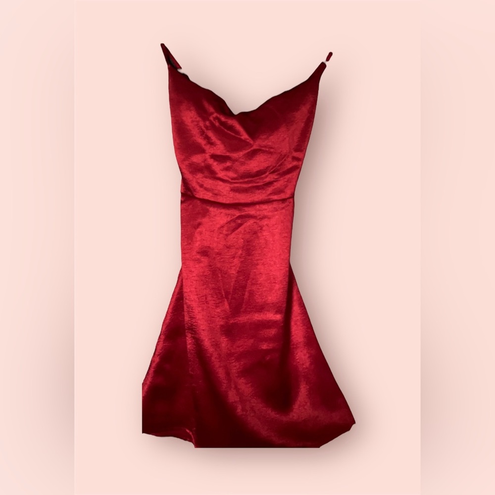 XS beautiful satin like red dress with a open back